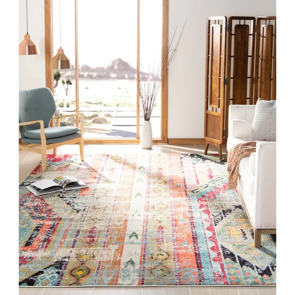 Safavieh Monaco Lumturije Distressed Boho Rug - Light Grey/Multi - 6&7x22 x 9&2x22