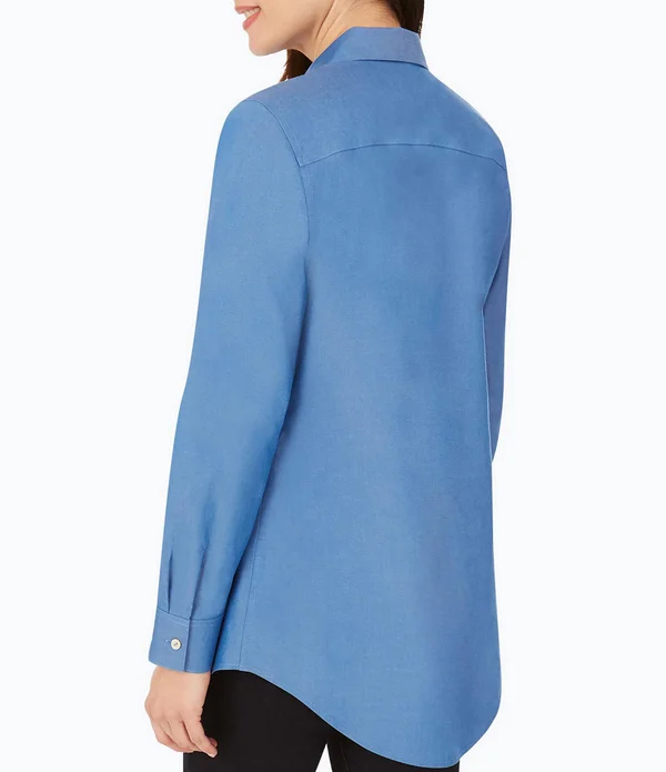 Foxcroft Cici Non-Iron Tunic Blouse - Blue - 6