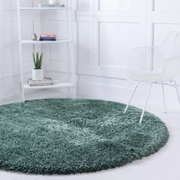 Rugs.com Infinity Collection Solid Shag Area Rug 4 ft Round Forest Green Shag