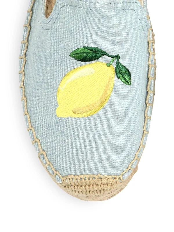 Soludos Lemon Platform Smoking Slipper Chambray