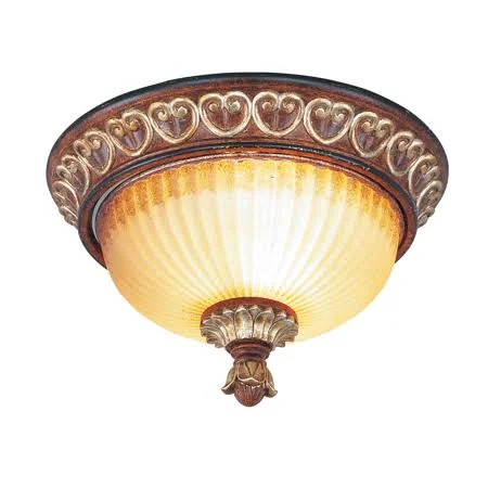 Verona Bronze with Aged Gold Leaf Accents Tone Finish Semi Flush Medium Type 7 inch Long 2 Light Fixture - Size: 11.5 in RL-6744