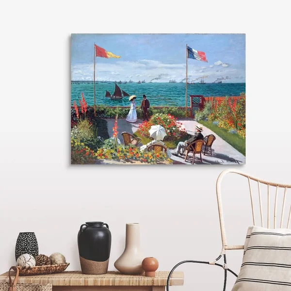 Terrasse at Sainte-Adresse (Terrace At Sainte-Adresse) By Claude Monet - Large Solid-Faced Canvas Wall Art Print, Great Big Can