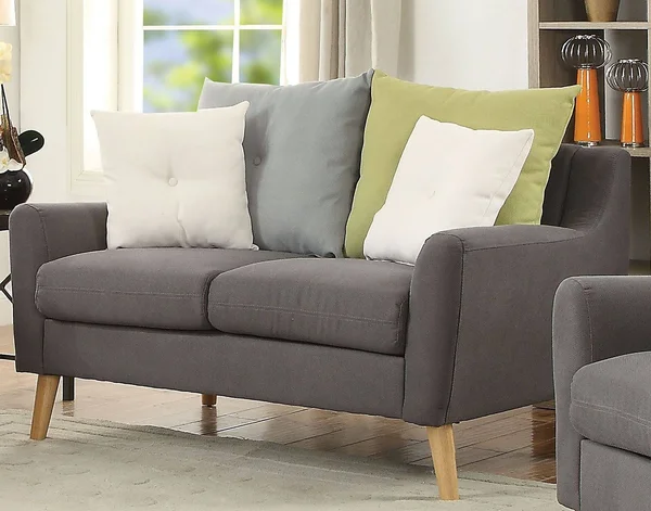 Acme Furniture Amie Gray Fabric Loveseat with 4 Pillows