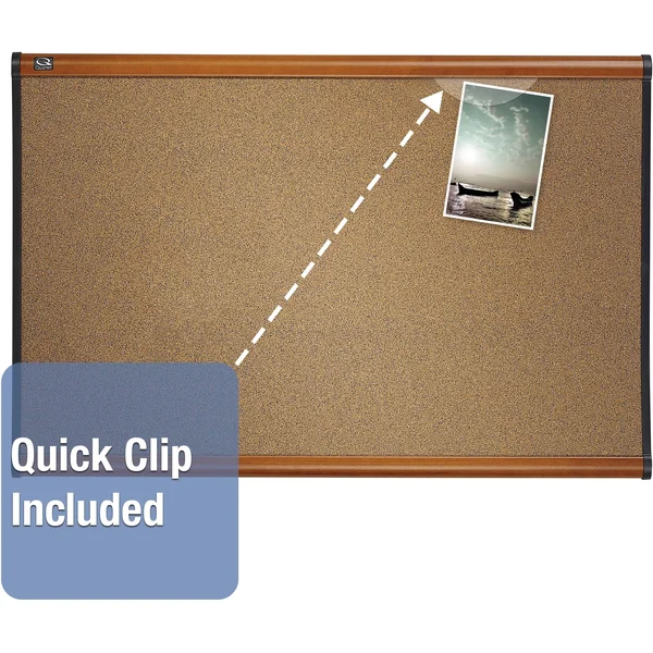 Quartet 36 x 24 Prestige Bulletin Board, Graphite-Blend Cork- Cherry Frame
