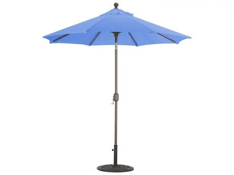 Galtech Quick Ship Aluminum 7.5 Foot Auto Tilt Crank Lift Umbrella White, Sunbrella Terra Cotta - 727-WH-43