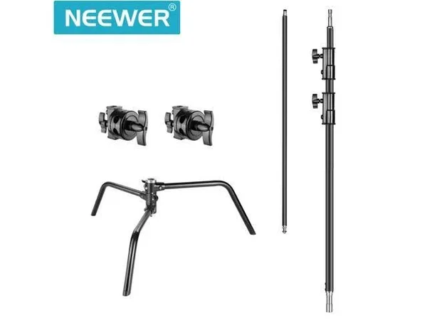 Neewer Photo Studio Heavy Duty 10 Feet/3 Meters Adjustable C-Stand - 3.5 feet/1 Meter Holding Arm, 2 Pieces Grip Head for Video R