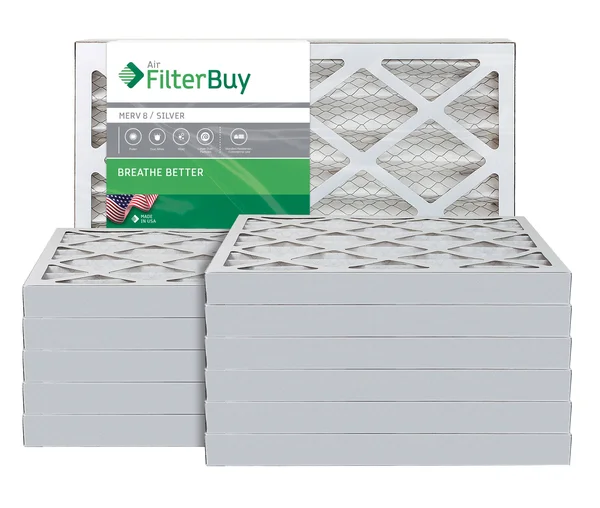 AFB Silver MERV 8 18x36x2 Pleated AC Furnace Air Filter. Pack of 12 Filters. 100% produced in The USA.