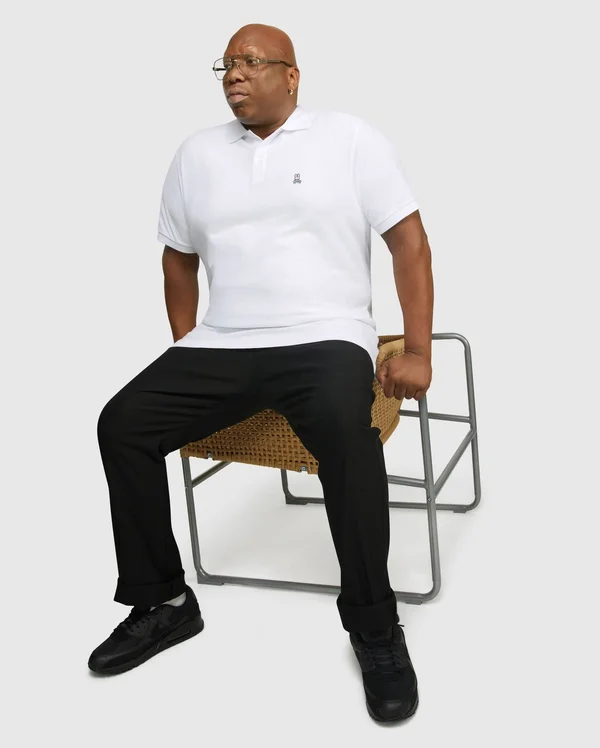Psycho Bunny Big and Tall Classic Polo (White) Men's Clothing