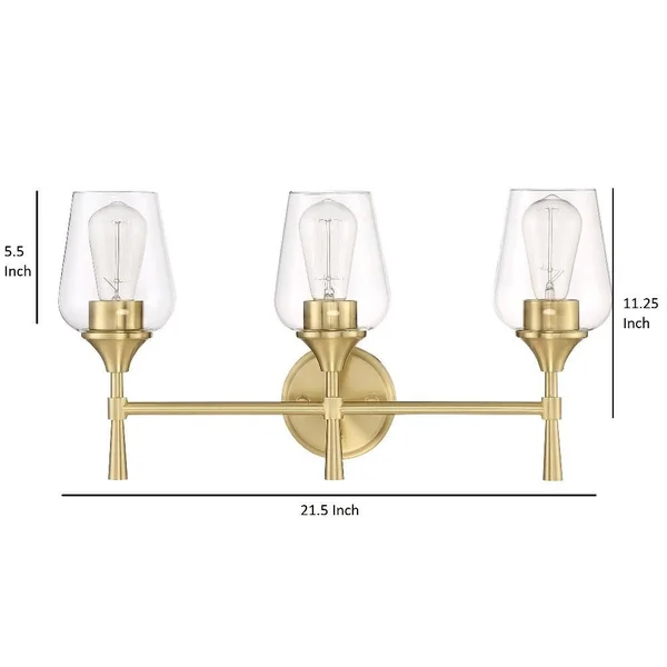 Sunset Lighting F27013-18 Three Light Stella Vanity - Clear Glass - with Champagne Gold Finish