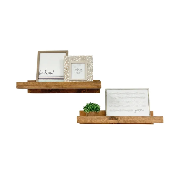 Del Hutson Designs Walnut 24inch Rustic Luxe Shelves Set of 2, Brown