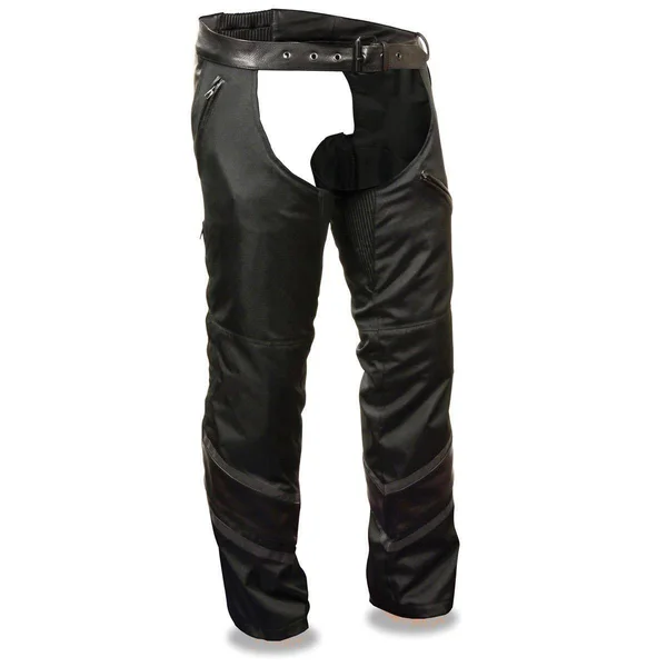 Milwaukee Performance Mpm5706 Men's Black Vented Textile Chaps with Leather Trim - Black (Size: Small)
