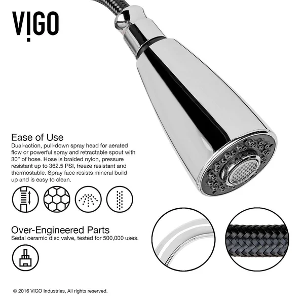 Vigo VG02005CHK2 Weston Chrome Pull-Down Spray Kitchen Faucet with Soap Dispenser