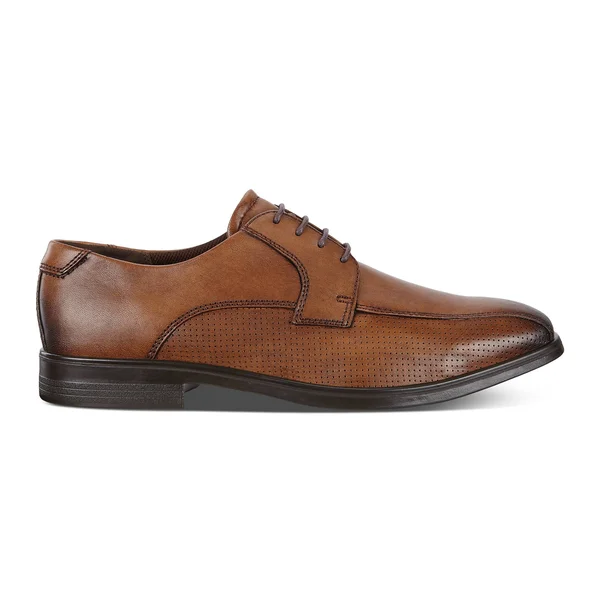 Ecco Melbourne Bicycle Toe Dress Shoes With Arch Support, Men's, Amber, Size: 11