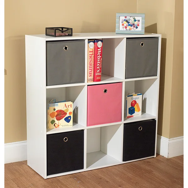 Target Marketing Systems Utility Collection Contemporary Bin Bookcase with Five Storage Bins and Four Cubbies - Designed for