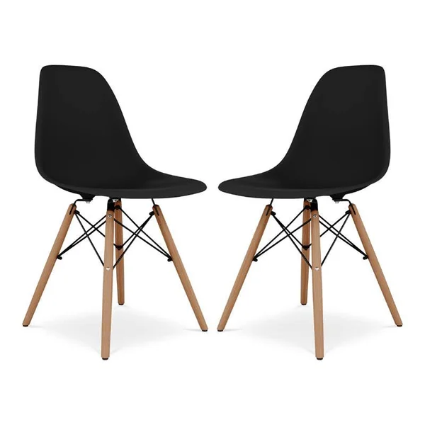 Aron Living Pyramid 17.5x22 Plastic and Wood Dining Chairs in Black (Set of 2)