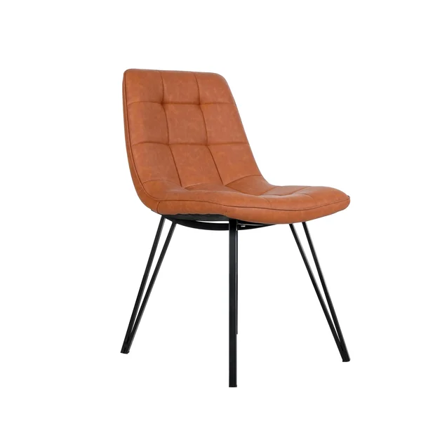 Porthos Home Rai Dining Chairs Set of 2 with Tufted PU Leather Upholstery and Sturdy Metal Legs (Sleek Armless Design)