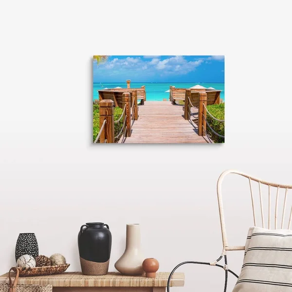 Tropical Landscape on Providenciales Island in The Turks and Caicos, Large Solid-Faced Canvas Wall Art Print, Great Big Canvas