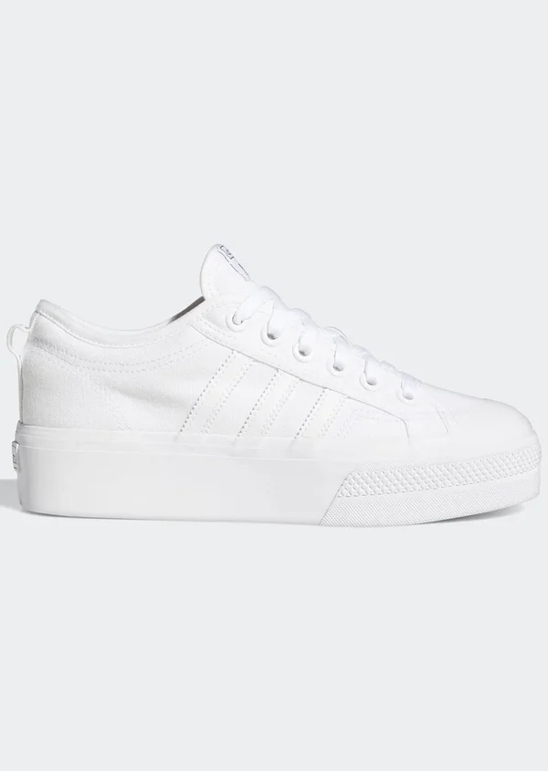 Adidas Originals White Nizza Platform Sneakers - WH/WH - Size: 39.5