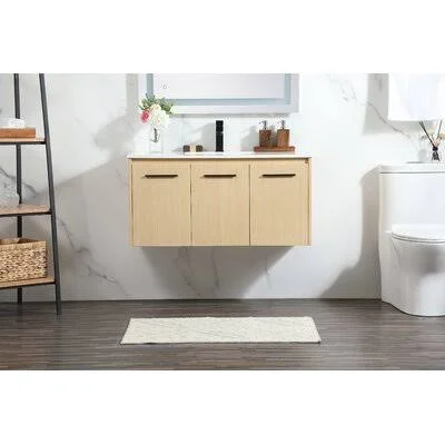 Wallsend 40x22 Wall-Mounted Single Bathroom Vanity Set Breakwater Bay Base Finish: Maple