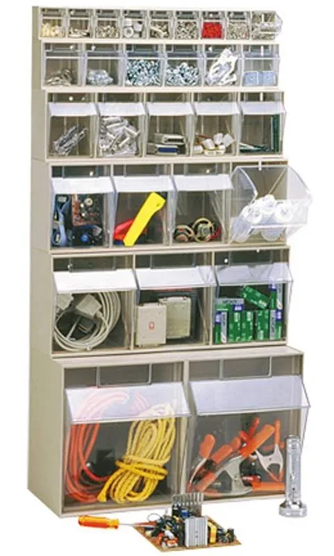 Quantum Tip Out Storage Bin QTB302 - 2 Compartments Ivory