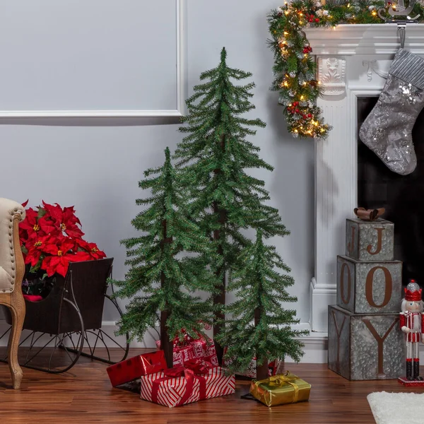 Sterling Unlit Alpine Trees - Set of 3 - Green