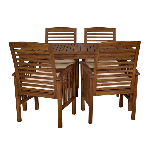 5-Piece Acacia Outdoor Dining Set (Dark Brown), Patio Furniture