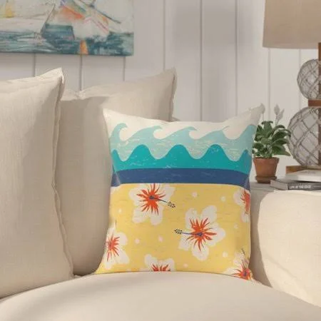Bay Isle Home Golden Beach Floral Throw Pillow, Yellow