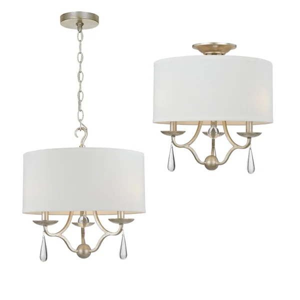 Crystorama 5973-SL Manning 3 Light Chandelier, Silver Leaf