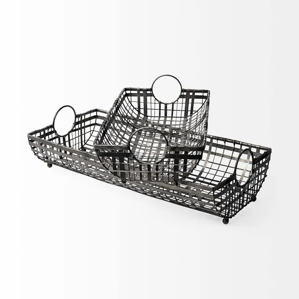 Mercana Kenneth Set of 2 Baskets Gray, Metal