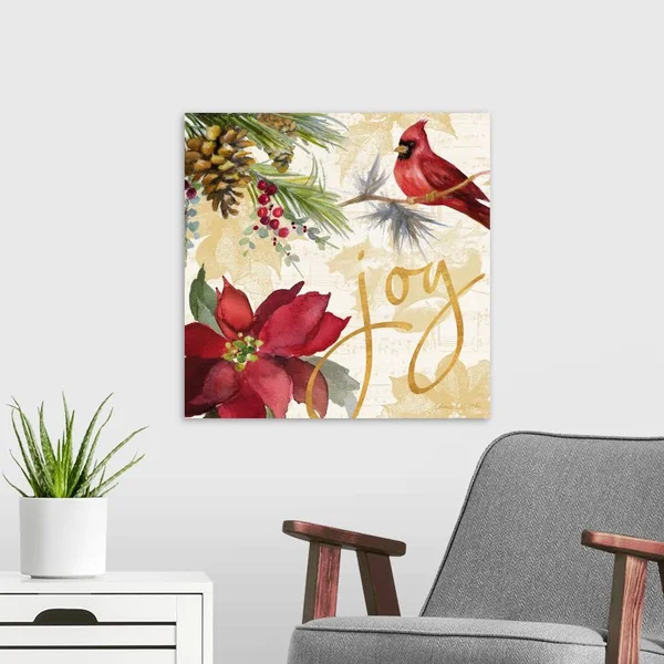 Christmas Poinsettia I, Canvas Wall Art, 20x20, Great Big Canvas