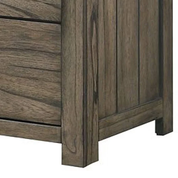 Benzara Wooden Six Drawer Dresser with Natural Grain Finish, Gray