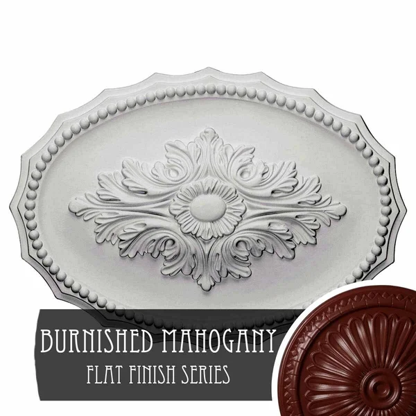 16 7/8x22W x 11 3/4x22H x 1 1/2x22P Oxford Ceiling Medallion - Hand-Painted Brushed Mahogany