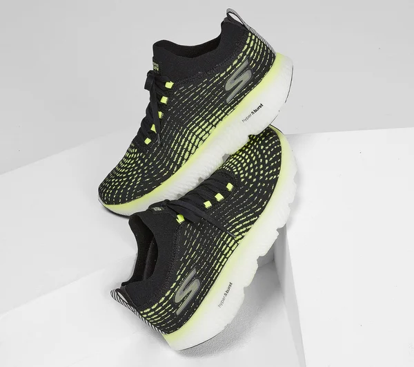 Skechers Men's GOrun MaxRoad 4 Hyper Running Shoes - Black/Lime, 8.5