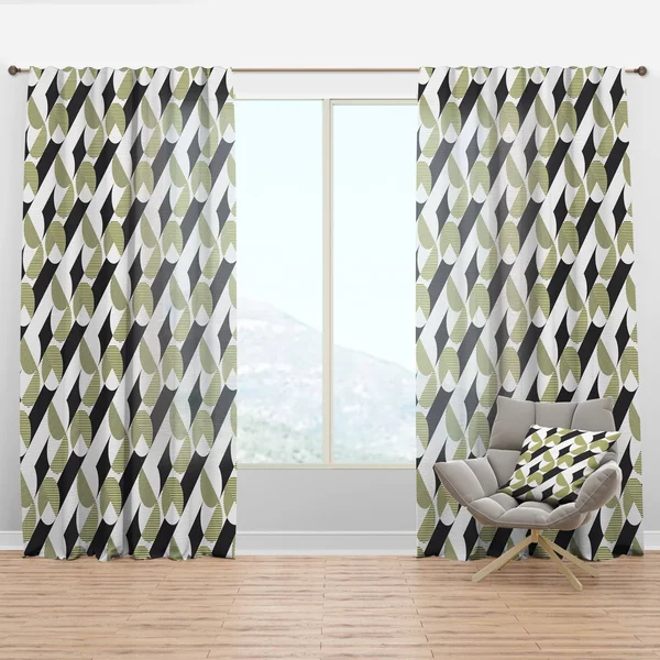 Circular II Geometric Semi-Sheer Thermal Rod Pocket Single Curtain Panel Design Art Size per Panel: 52x22W x 63x22L