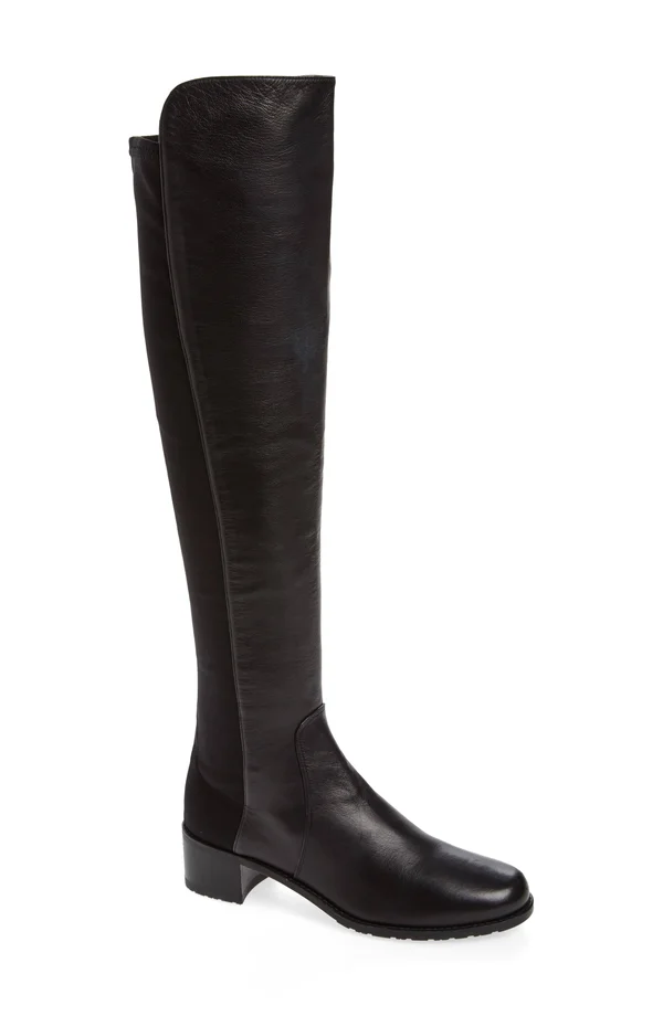 Stuart Weitzman Reserve Leather Over-The-Knee Boot, Women's, Size: 11, Black