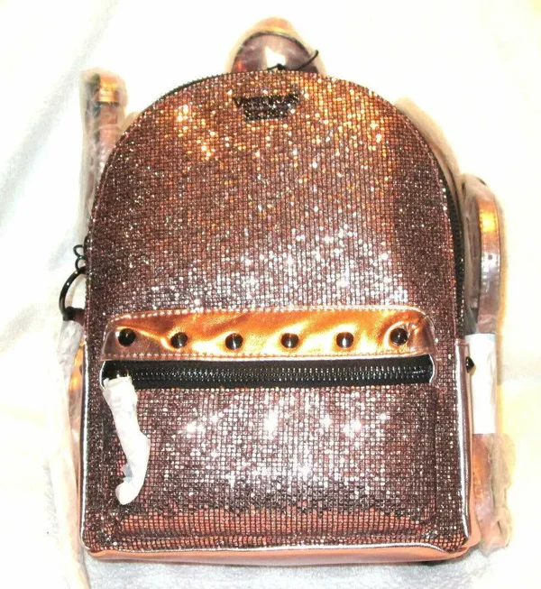 Victoria&s Secret Sparkle Small City Backpack Metalic Bling Blush Nwt