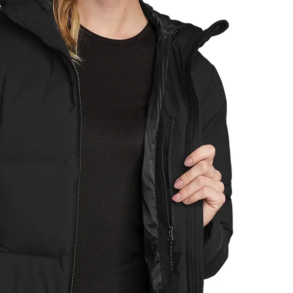 Eddie Bauer Women's Glacier Peak Seamless Stretch Down Duffle Coat - Black - 1x