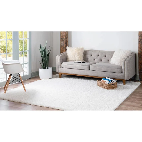 Unique Loom 3151333 5 x 5 ft. Solid Shag Square Rug Snow White