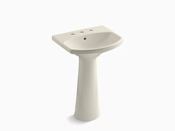 KOHLER K-2362-8-47 Cimarron Pedestal Bathroom Sink with 8 In. Widespread Faucet Holes - Almond