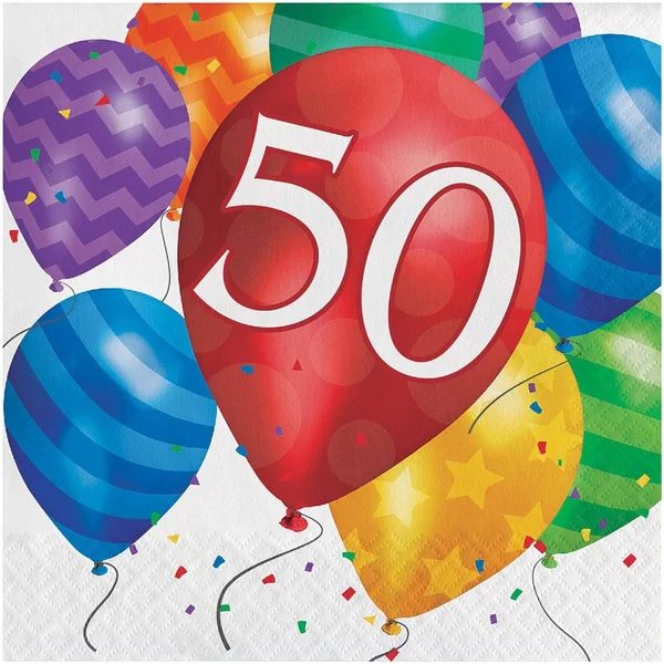 Party Central Club Pack of 192 Multi Colored Balloon Blast 50 Disposable Lunch Napkins 6.5x22 32040593