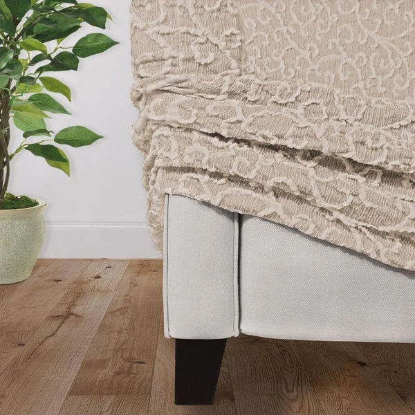 3 Seater Recliner Slipcover, Jacquard 3D Collection Beige Vento