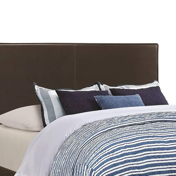 Benzara - Leather Upholstered Queen Size Platform Bed - Brown, 64.25in x 86.25in x 45.75in