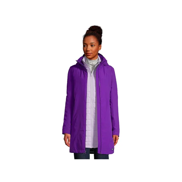 Women's Lands& End Squall 3 in 1 Waterproof Winter Long Coat with Hood, Size: XL Tall, Purple