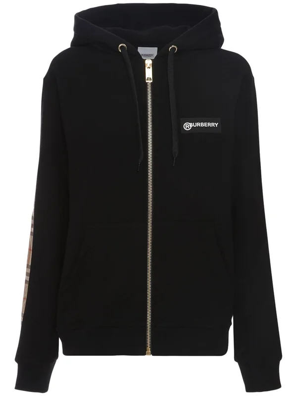 Burberry Aubree Zip-Up Hoodie, Black, Women's, M, Coats, Jackets & Outerwear Athletic Jackets, Zip-Ups, Pullovers & Hood