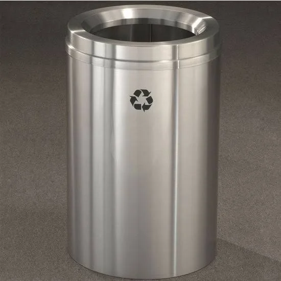 Glaro RecyclePro I Receptacle - 12 Gallon, 12x22 W, 7x22 Dia. Hole, No Message, Only Recycling Logo, Espresso Brown Finish, Satin