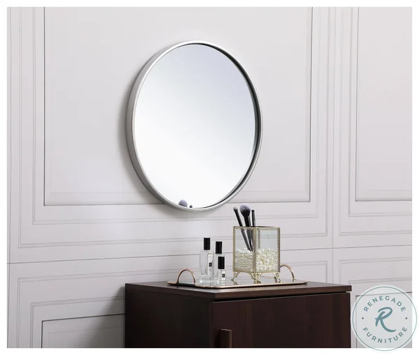 Metal Frame Round Mirror 18 inch in Silver - Elegant Lighting MR4818S