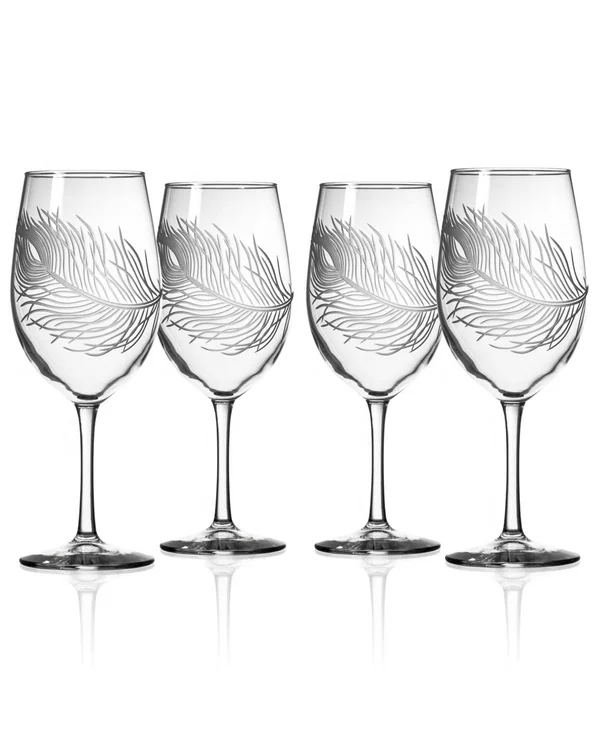 Rolf Glass Peacock 18 oz. All Purpose Wine Glass Set of 4