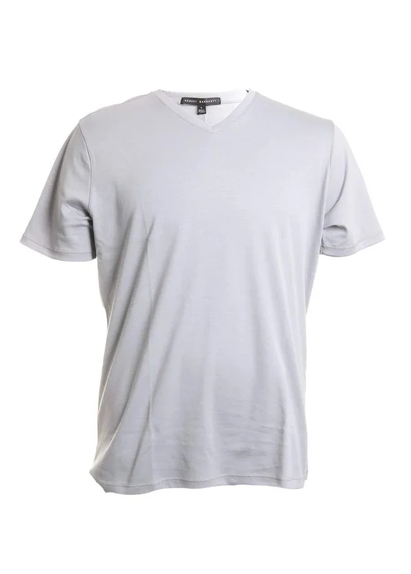 Robert Barakett Men's Pima Cotton V-Neck T-Shirt in Monument Grey