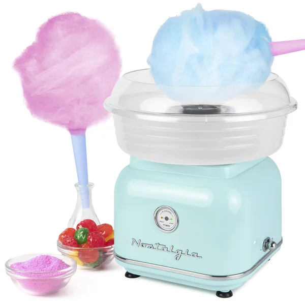 Nostalgia - Clcm8aq Classic Retro Hard & Sugar-Free Candy Cotton Candy Maker - Aqua