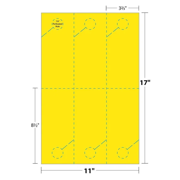 Blanks USA Micro-Perforated Small Door Hanger - 6 Hangers/Sheet (Sunfish Yellow, 600 Door Hangers, 65 lb. Timberline Cover)
